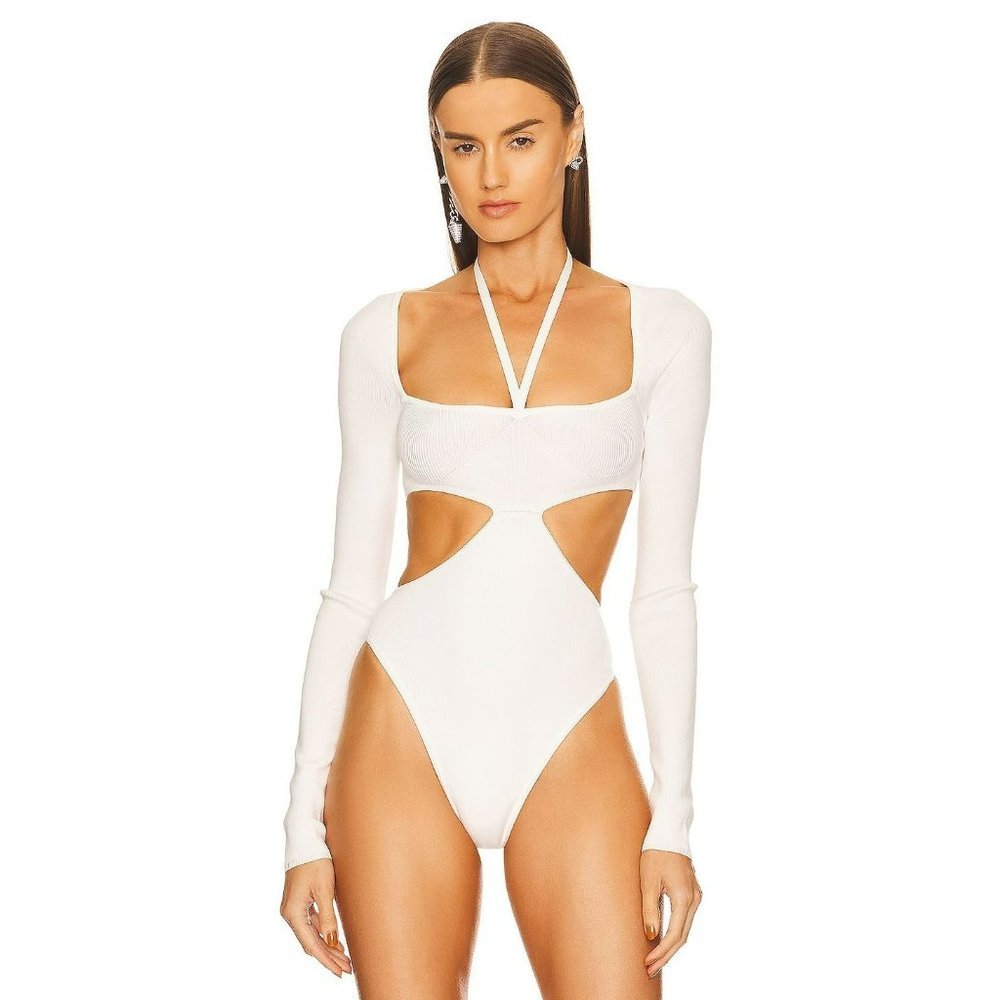 NBD White Cutout Bodysuit